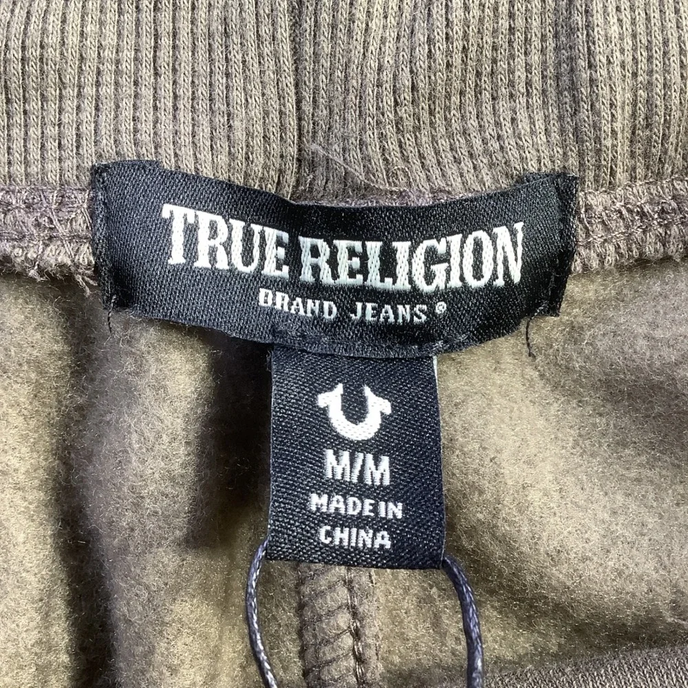 True Religion Brown Horseshoe Embroidered Straight Leg Sweatpants Size M NWT